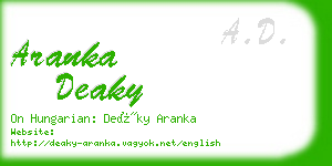 aranka deaky business card